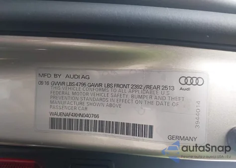 2017 Audi A4 2.0T Premium from USA, damaged, VIN WAUENAF4XHN040766